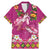 Hawaiian Lei Turtle and Plumeria Family Matching Mermaid Dress and Hawaiian Shirt Polynerian Art Tattoo-Plum Pink Color