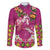 Hawaiian Lei Turtle and Plumeria Family Matching Mermaid Dress and Hawaiian Shirt Polynerian Art Tattoo-Plum Pink Color