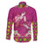 Hawaiian Lei Turtle and Plumeria Family Matching Mermaid Dress and Hawaiian Shirt Polynerian Art Tattoo-Plum Pink Color