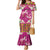 Hawaiian Lei Turtle and Plumeria Family Matching Mermaid Dress and Hawaiian Shirt Polynerian Art Tattoo-Plum Pink Color