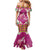 Hawaiian Lei Turtle and Plumeria Family Matching Mermaid Dress and Hawaiian Shirt Polynerian Art Tattoo-Plum Pink Color