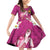 Hawaiian Lei Turtle and Plumeria Family Matching Off Shoulder Short Dress and Hawaiian Shirt Polynerian Art Tattoo-Plum Pink Color