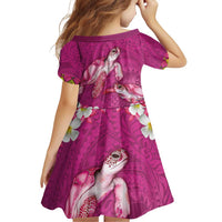 Hawaiian Lei Turtle and Plumeria Family Matching Off Shoulder Short Dress and Hawaiian Shirt Polynerian Art Tattoo-Plum Pink Color