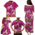 Hawaiian Lei Turtle and Plumeria Family Matching Puletasi and Hawaiian Shirt Polynerian Art Tattoo-Plum Pink Color
