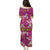 Hawaiian Lei Turtle and Plumeria Family Matching Puletasi and Hawaiian Shirt Polynerian Art Tattoo-Plum Pink Color