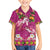 Hawaiian Lei Turtle and Plumeria Family Matching Short Sleeve Bodycon Dress and Hawaiian Shirt Polynerian Art Tattoo-Plum Pink Color
