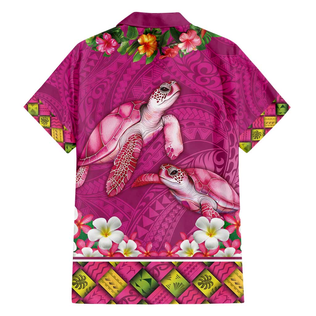 Hawaiian Lei Turtle and Plumeria Family Matching Summer Maxi Dress and Hawaiian Shirt Polynerian Art Tattoo-Plum Pink Color LT03 - Polynesian Pride