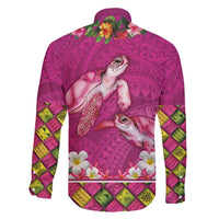 Hawaiian Lei Turtle and Plumeria Family Matching Summer Maxi Dress and Hawaiian Shirt Polynerian Art Tattoo-Plum Pink Color LT03 - Polynesian Pride