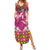Hawaiian Lei Turtle and Plumeria Family Matching Summer Maxi Dress and Hawaiian Shirt Polynerian Art Tattoo-Plum Pink Color