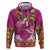 Hawaiian Lei Turtle and Plumeria Hoodie Polynerian Art Tattoo-Plum Pink Color