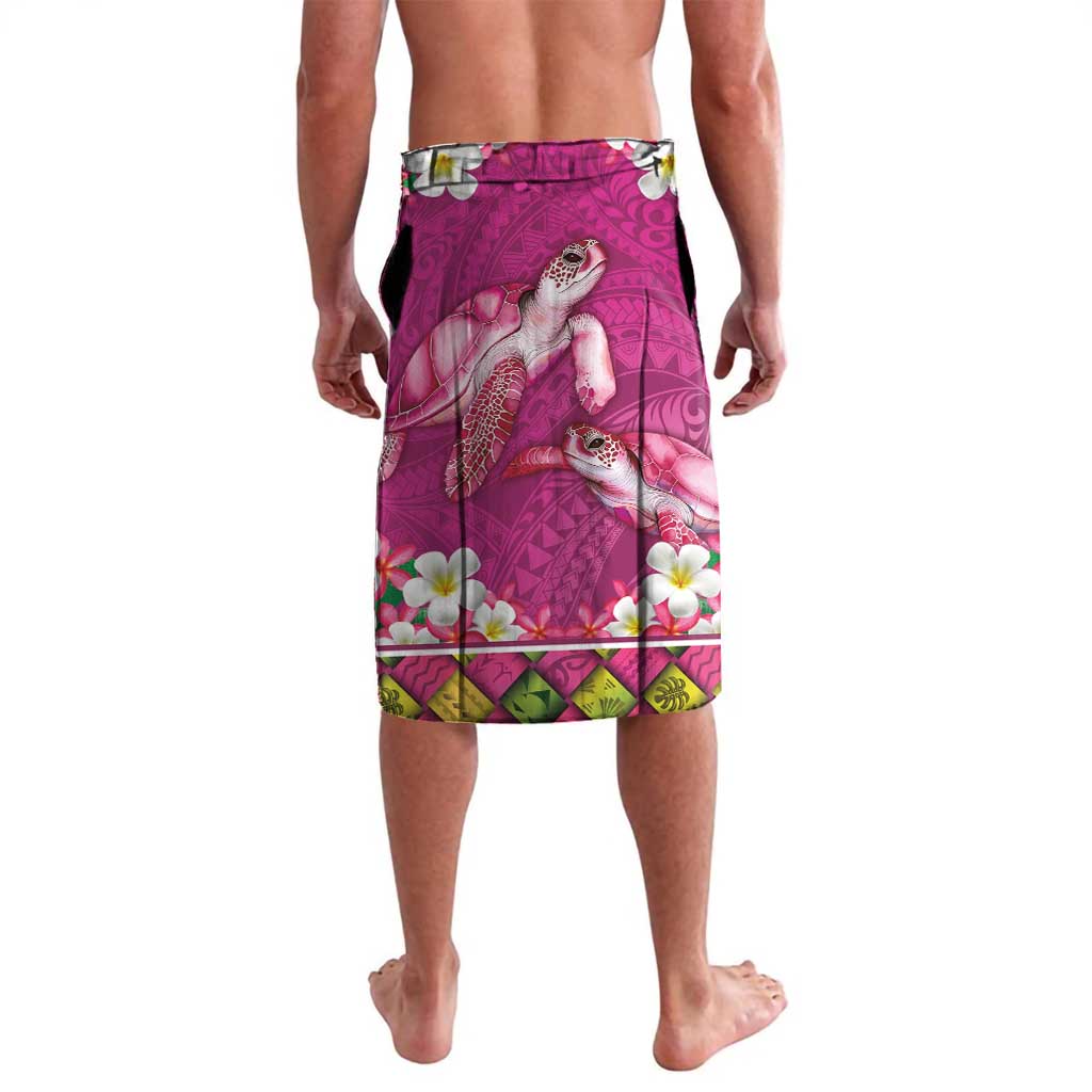 Hawaiian Lei Turtle and Plumeria Lavalava Polynerian Art Tattoo-Plum Pink Color