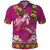 Hawaiian Lei Turtle and Plumeria Polo Shirt Polynerian Art Tattoo-Plum Pink Color