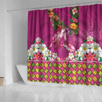 Hawaiian Lei Turtle and Plumeria Shower Curtain Polynerian Art Tattoo-Plum Pink Color LT03 - Polynesian Pride