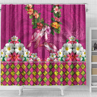 Hawaiian Lei Turtle and Plumeria Shower Curtain Polynerian Art Tattoo-Plum Pink Color LT03 - Polynesian Pride