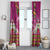 Hawaiian Lei Turtle and Plumeria Window Curtain Polynerian Art Tattoo-Plum Pink Color