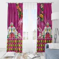 Hawaiian Lei Turtle and Plumeria Window Curtain Polynerian Art Tattoo-Plum Pink Color