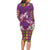 Hawaiian Lei Turtle and Plumeria Family Matching Long Sleeve Bodycon Dress and Hawaiian Shirt Polynerian Art Tattoo-Mauve Color