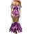 Hawaiian Lei Turtle and Plumeria Family Matching Mermaid Dress and Hawaiian Shirt Polynerian Art Tattoo-Mauve Color