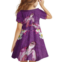 Hawaiian Lei Turtle and Plumeria Family Matching Off Shoulder Short Dress and Hawaiian Shirt Polynerian Art Tattoo-Mauve Color LT03 - Polynesian Pride
