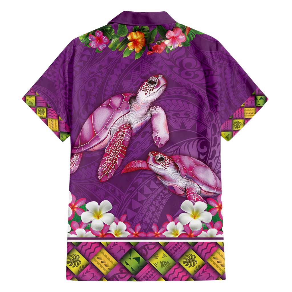 Hawaiian Lei Turtle and Plumeria Family Matching Off Shoulder Short Dress and Hawaiian Shirt Polynerian Art Tattoo-Mauve Color LT03 - Polynesian Pride