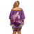 Hawaiian Lei Turtle and Plumeria Family Matching Off Shoulder Short Dress and Hawaiian Shirt Polynerian Art Tattoo-Mauve Color