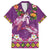 Hawaiian Lei Turtle and Plumeria Family Matching Short Sleeve Bodycon Dress and Hawaiian Shirt Polynerian Art Tattoo-Mauve Color