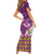 Hawaiian Lei Turtle and Plumeria Family Matching Short Sleeve Bodycon Dress and Hawaiian Shirt Polynerian Art Tattoo-Mauve Color