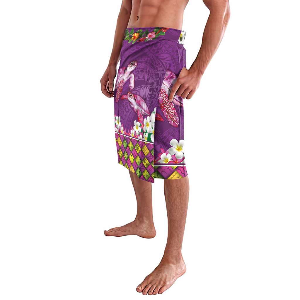 Hawaiian Lei Turtle and Plumeria Lavalava Polynerian Art Tattoo-Mauve Color