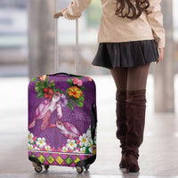 Hawaiian Lei Turtle and Plumeria Luggage Cover Polynerian Art Tattoo-Mauve Color