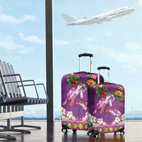 Hawaiian Lei Turtle and Plumeria Luggage Cover Polynerian Art Tattoo-Mauve Color