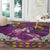 Hawaiian Lei Turtle and Plumeria Round Carpet Polynerian Art Tattoo-Mauve Color