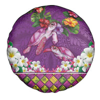 Hawaiian Lei Turtle and Plumeria Spare Tire Cover Polynerian Art Tattoo-Mauve Color
