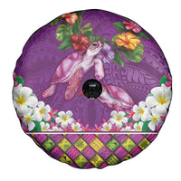 Hawaiian Lei Turtle and Plumeria Spare Tire Cover Polynerian Art Tattoo-Mauve Color