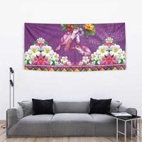 Hawaiian Lei Turtle and Plumeria Tapestry Polynerian Art Tattoo-Mauve Color