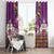 Hawaiian Lei Turtle and Plumeria Window Curtain Polynerian Art Tattoo-Mauve Color