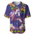 Hawaiian Lei Turtle and Plumeria Baseball Jersey Polynerian Art Tattoo-Navy Color