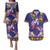 Hawaiian Lei Turtle and Plumeria Couples Matching Puletasi and Hawaiian Shirt Polynerian Art Tattoo-Navy Color