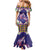 Hawaiian Lei Turtle and Plumeria Family Matching Mermaid Dress and Hawaiian Shirt Polynerian Art Tattoo-Navy Color