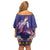Hawaiian Lei Turtle and Plumeria Family Matching Off Shoulder Short Dress and Hawaiian Shirt Polynerian Art Tattoo-Navy Color