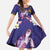 Hawaiian Lei Turtle and Plumeria Family Matching Short Sleeve Bodycon Dress and Hawaiian Shirt Polynerian Art Tattoo-Navy Color