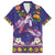 Hawaiian Lei Turtle and Plumeria Family Matching Short Sleeve Bodycon Dress and Hawaiian Shirt Polynerian Art Tattoo-Navy Color