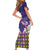 Hawaiian Lei Turtle and Plumeria Family Matching Short Sleeve Bodycon Dress and Hawaiian Shirt Polynerian Art Tattoo-Navy Color