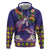 Hawaiian Lei Turtle and Plumeria Hoodie Polynerian Art Tattoo-Navy Color