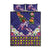 Hawaiian Lei Turtle and Plumeria Quilt Bed Set Polynerian Art Tattoo-Navy Color