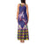 Hawaiian Lei Turtle and Plumeria Tank Maxi Dress Polynerian Art Tattoo-Navy Color
