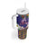 Hawaiian Lei Turtle and Plumeria Tumbler With Handle Polynerian Art Tattoo-Navy Color