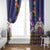 Hawaiian Lei Turtle and Plumeria Window Curtain Polynerian Art Tattoo-Navy Color