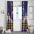 Hawaiian Lei Turtle and Plumeria Window Curtain Polynerian Art Tattoo-Navy Color
