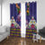 Hawaiian Lei Turtle and Plumeria Window Curtain Polynerian Art Tattoo-Navy Color