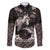 Hawaiian Lei Turtle and Plumeria Family Matching Mermaid Dress and Hawaiian Shirt Polynerian Art Tattoo-Grayscale Mode